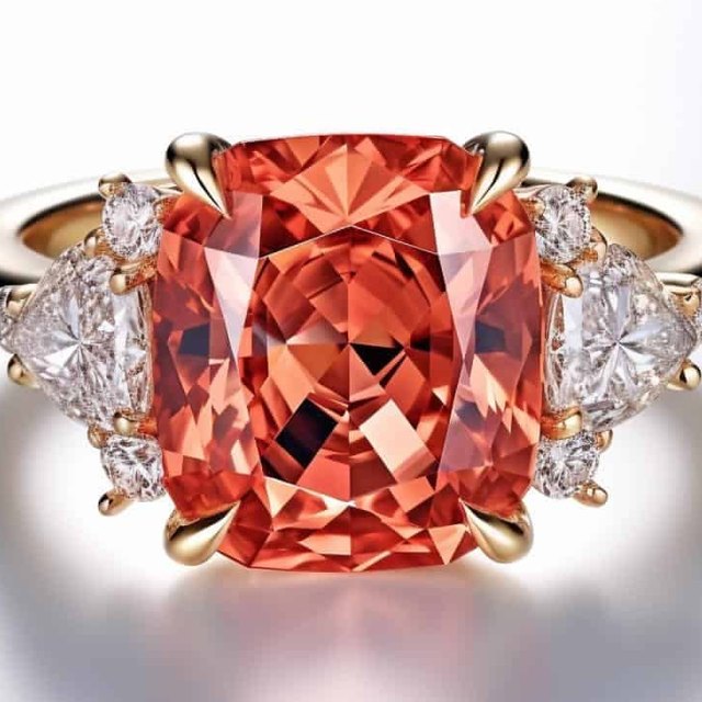 Orange gemstone and gold ring