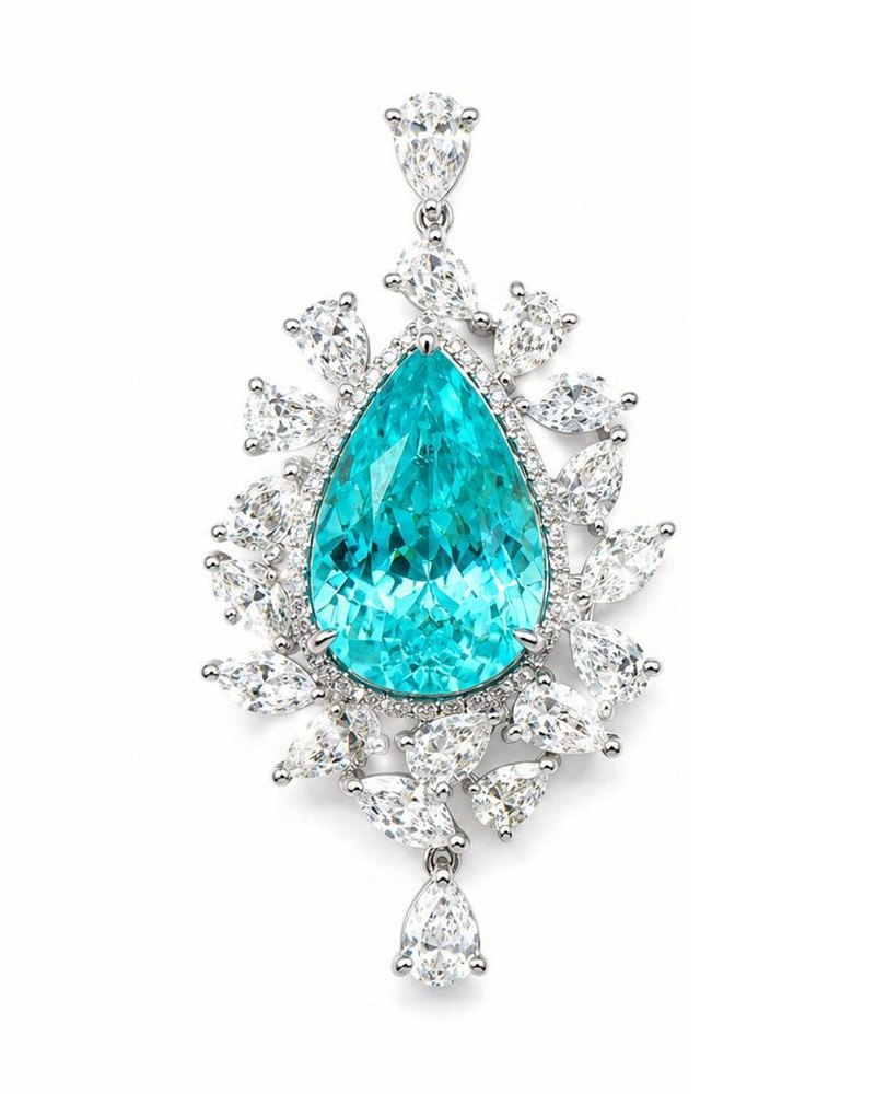Paraiba tourmaline and diamond earring