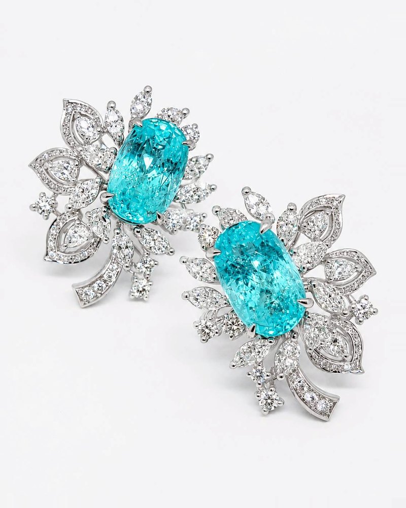 Paraiba tourmaline and diamond earrings