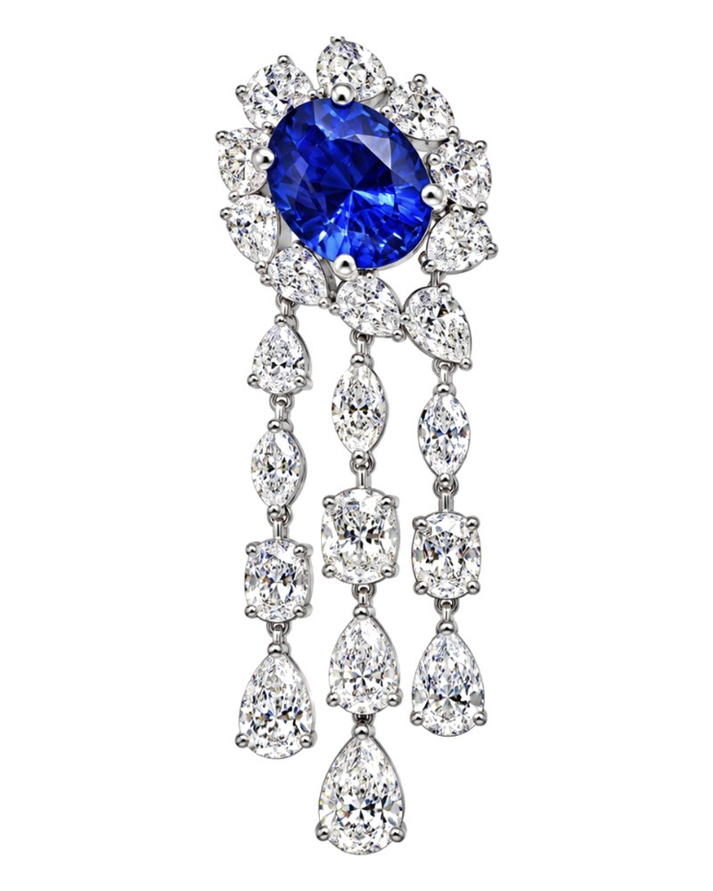 Sapphire and diamond earring
